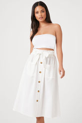 Forever 21 Women's Tie-Waist A-Line Midi Skirt Ivory