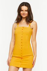 Forever 21 Women's Twill Pinafore Mini Dress Mustard