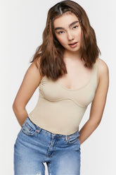 Forever 21 Women's Sleeveless Underbust Crop Top Taupe