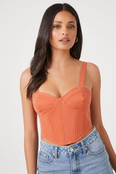 Forever 21 Women's Bustier Sweetheart Crop Top Rust