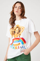 Forever 21 Women's Mariah Rainbow Graphic T-Shirt White/Multi