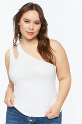 Forever 21 Plus Women's One-Shoulder Cutout Top White