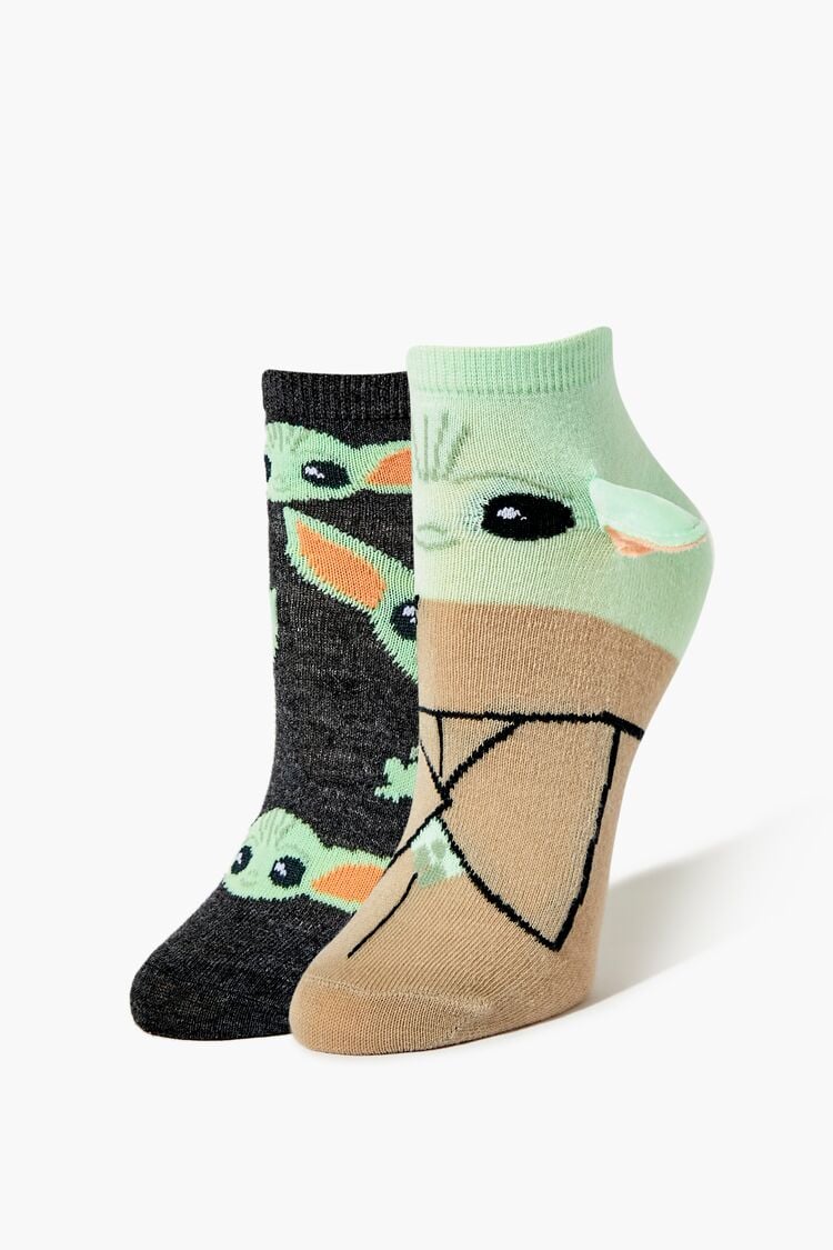 Forever 21 Women's Baby Yoda Grogu Crew Socks Green/Multi