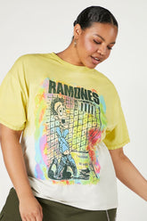 Forever 21 Plus Women's Ramones Dip-Dye Graphic T-Shirt White/Multi