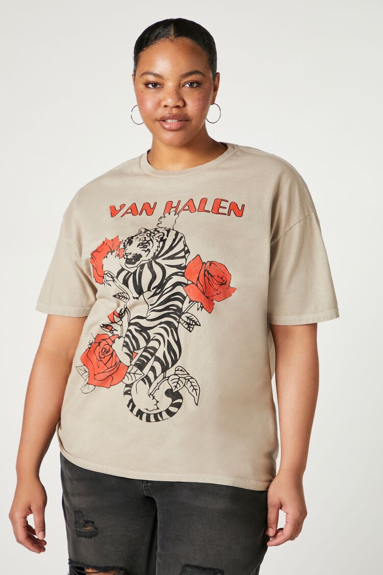 Forever 21 Plus Women's Van Halen Graphic T-Shirt Tan/Multi