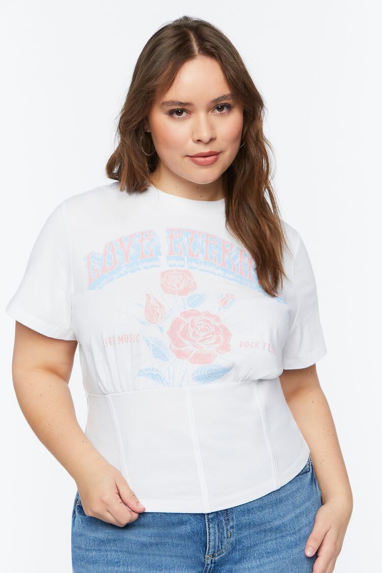 Forever 21 Plus Women's Love Eternal Graphic T-Shirt White/Multi