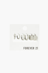 Forever 21 Women's Geo Hoop Earring Set Silver