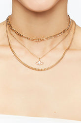 Forever 21 Women's Evil Eye Pendant Layered Necklace Gold