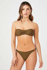 Forever 21 Women's Stretch Bikini Bottoms Olive