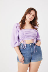 Forever 21 Plus Women's Ruched Crop Top Purple