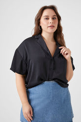 Forever 21 Plus Women's Satin Shirt Black