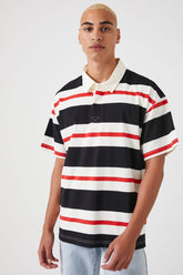 Forever 21 Men's Striped Polo Shirt Black/Multi