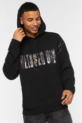 Forever 21 Men's Sequin Blessed One Hoodie Sweatshirt Black/Multi