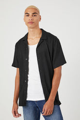 Forever 21 Men's Textured Button-Up Shirt Black