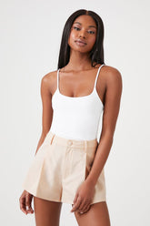 Forever 21 Women's Twill High-Rise Trouser Shorts Vanilla