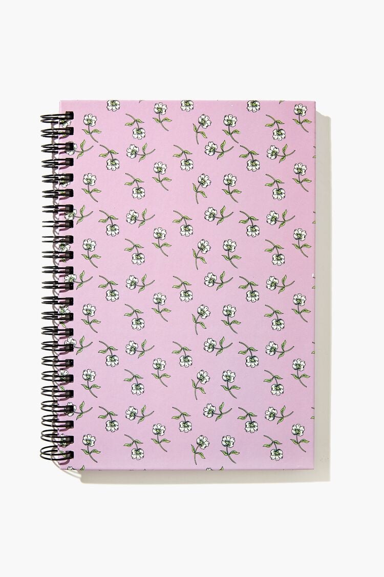 Forever 21 Women's Floral Print Spiral Journal Purple