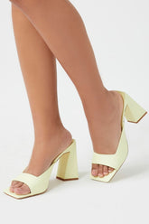 Forever 21 Women's Square-Toe Flare Heels Citron