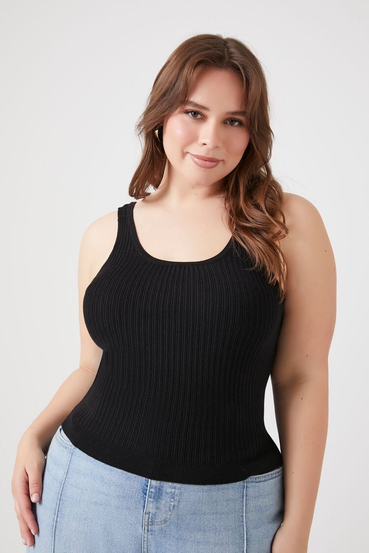 Forever 21 Plus Women's Sweater-Knit Tank Top Black