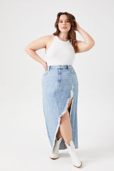 Forever 21 Plus Women's Asymmetrical Denim Skirt Medium Denim