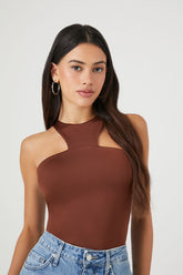 Forever 21 Women's High-Neck Tank Bodysuit Cappuccino