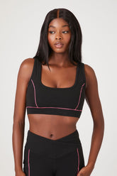 Forever 21 Women's Contrast-Seam Sports Bra Black/Hot Pink