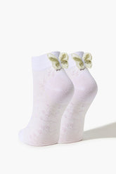 Forever 21 Women's Butterfly Applique Ankle Socks White