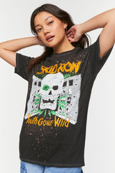 Forever 21 Women's Skid Row Graphic T-Shirt Charcoal/Multi