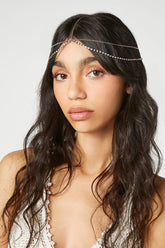 Forever 21 Women's Rhinestone Tiered Head Chain Silver