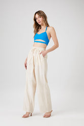 Forever 21 Women's Drawstring Wide-Leg Pants Beige