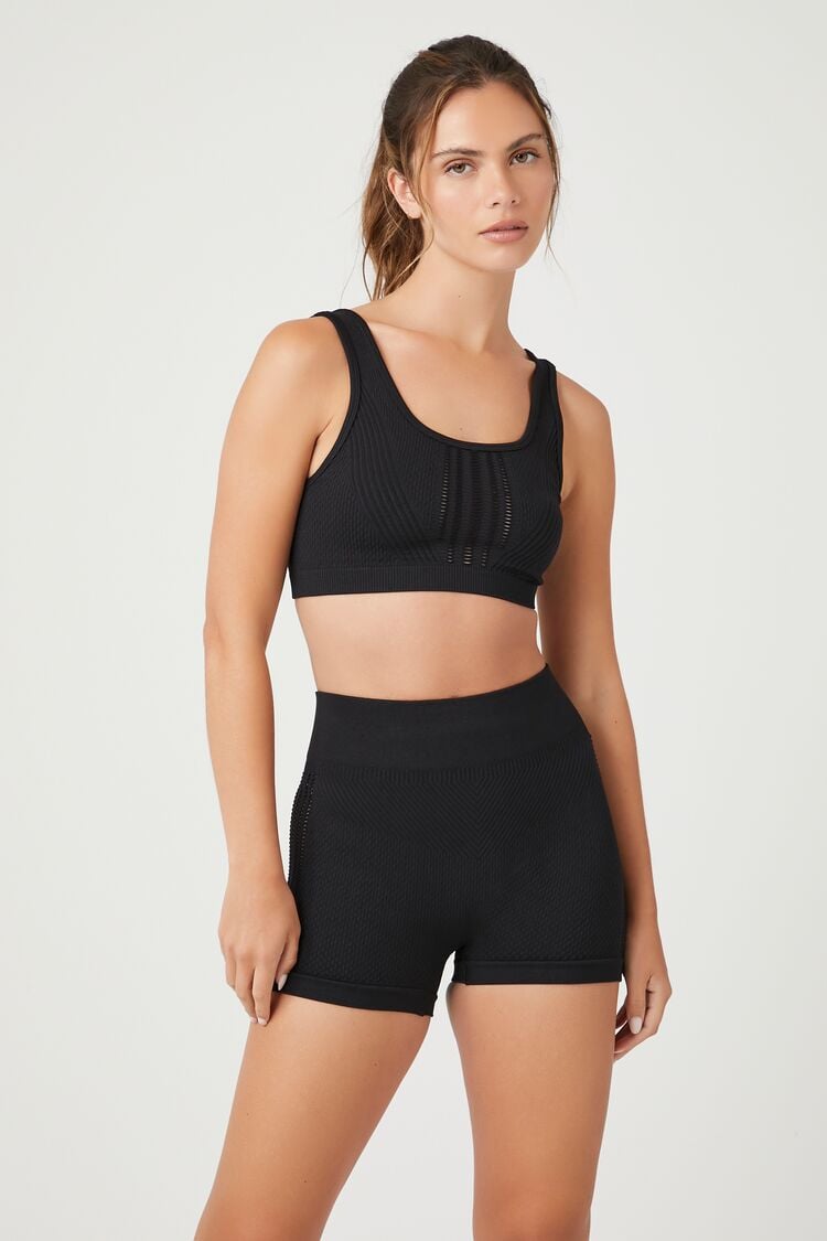 Forever 21 Women's Seamless Active Biker Shorts Black