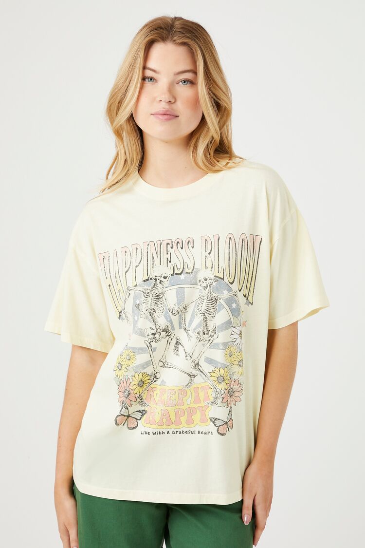 Forever 21 Women's Happiness Bloom Graphic T-Shirt Yellow/Multi