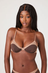 Forever 21 Women's Mesh Colorblock Underwire Bra Chocolate/Sand