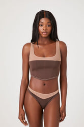 Forever 21 Women's Mesh Colorblock Cheeky Panties Chocolate/Sand