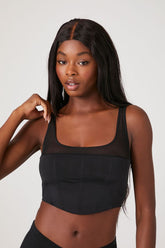 Forever 21 Women's Mesh Cropped Lingerie Corset Black