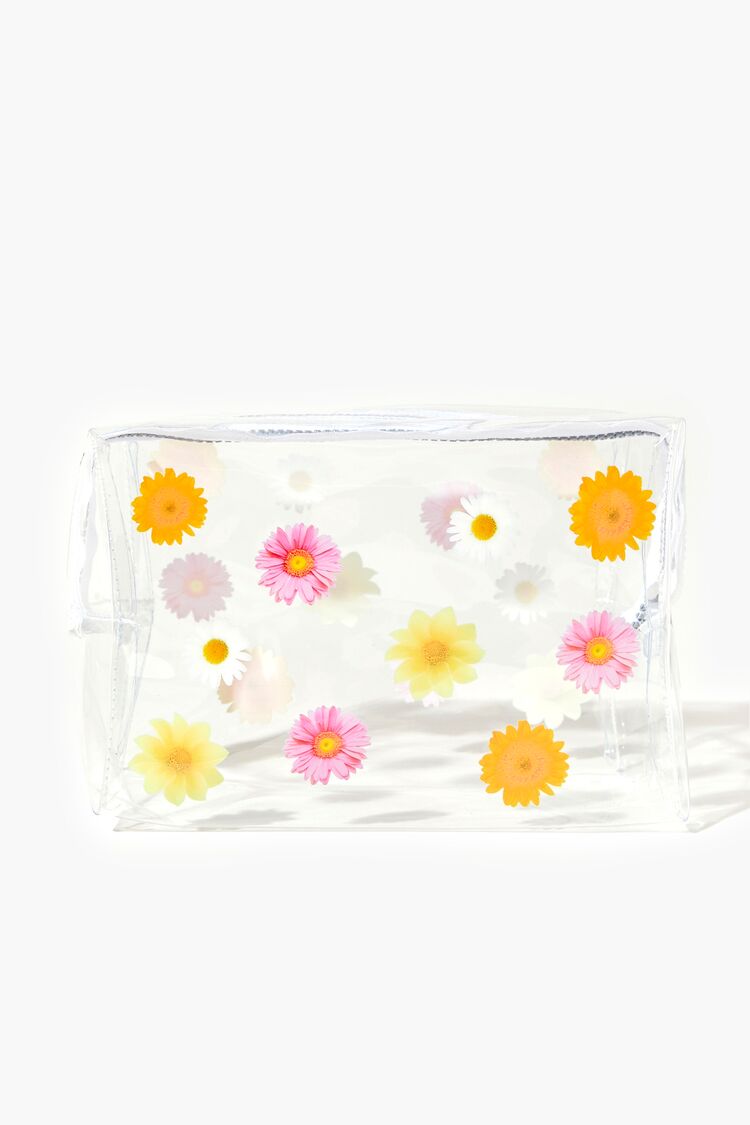 Forever 21 Women's Floral Print Makeup Bag Clear/Multi