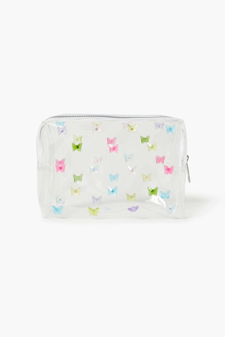 Forever 21 Women's Butterfly Transparent Makeup Bag Clear/Multi