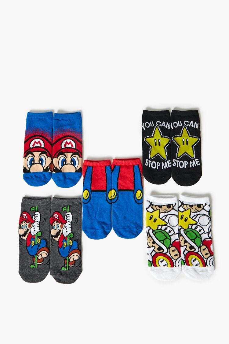 Forever 21 Women's Super Mario Ankle Socks Set Blue/Multi