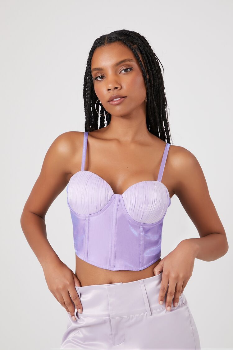 Forever 21 Women's Organza Cropped Bustier Cami Lavender