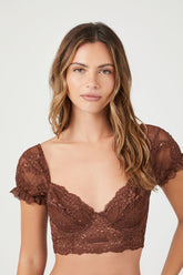 Forever 21 Women's Lace Underwire Short-Sleeve Bra Cappuccino