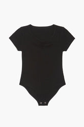 Forever 21 Girls Ribbed Knit Bodysuit (Kids) Black