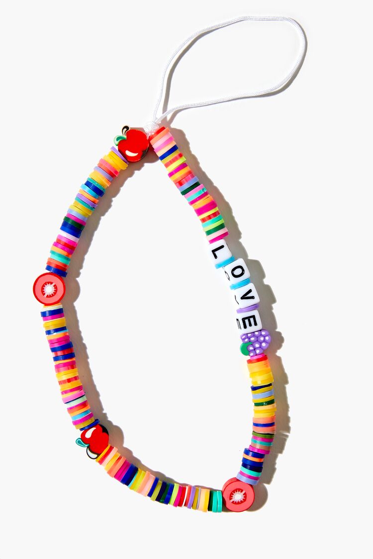 Forever 21 Women's Beaded Love Phone Keychain Rainbow/Multi