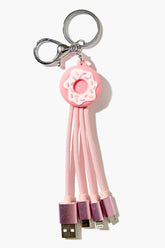 Forever 21 Women's Donut Keychain Multi-Charger Pink