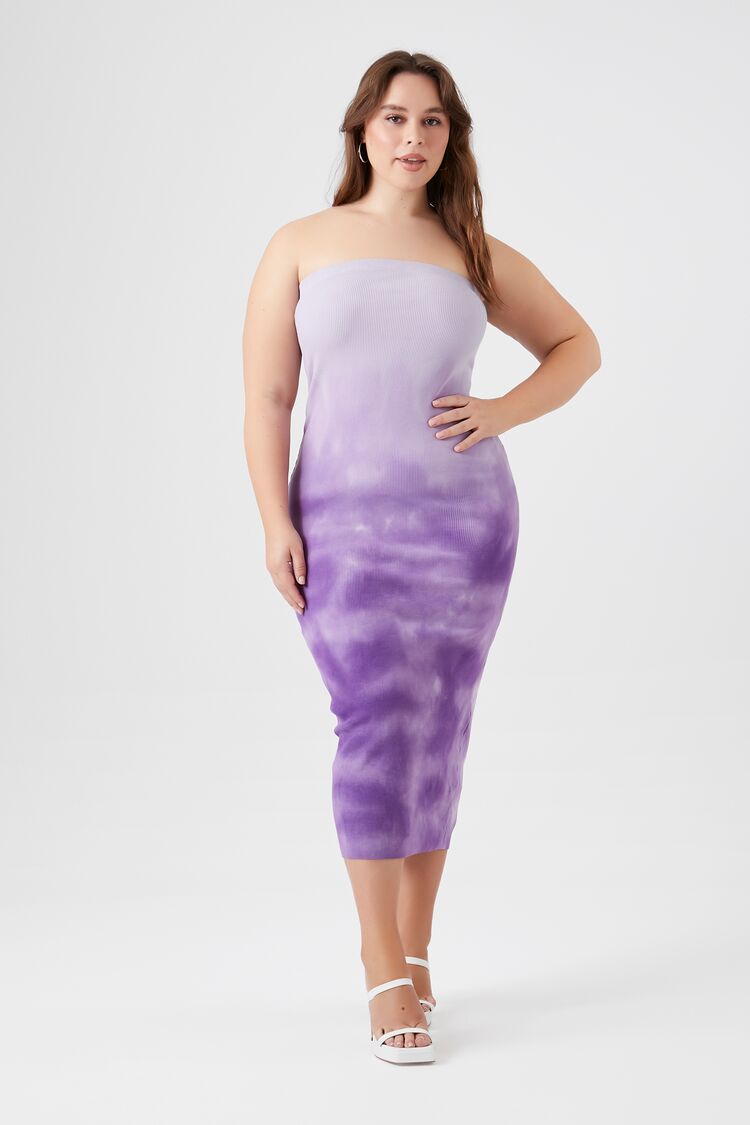Forever 21 Plus Women's Dip-Dye Tube Bodycon Dress Orchid/Multi