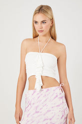 Forever 21 Women's Ruffle Cropped Halter Top White