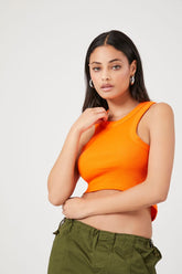 Forever 21 Women's Cropped Rib-Knit Tank Top Sunset