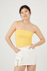 Forever 21 Women's Cotton-Blend Cropped Tube Top Island Mango