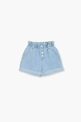 Forever 21 Girls Paperbag Denim Shorts (Kids) Light Denim