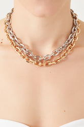 Forever 21 Women's Two-Tone Layered Rolo Chain Necklace Gold/Silver