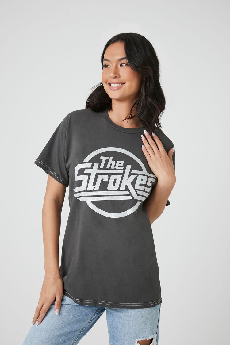 Forever 21 Women's The Strokes Graphic T-Shirt Charcoal/Multi