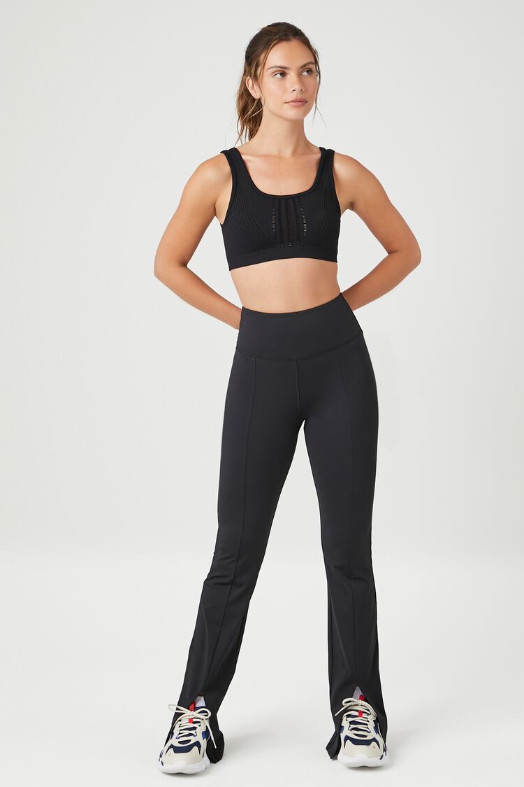 Forever 21 Women's Active Split Flare Leggings Black